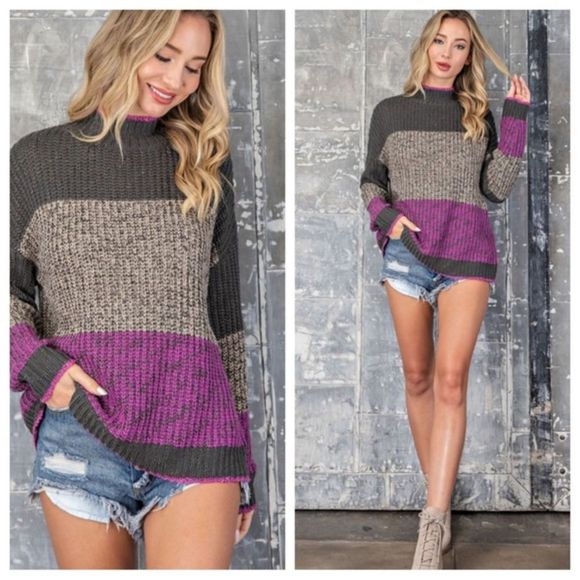 Multi-colored Chunky Oversized Sweater S/M - Picture 1 of 10